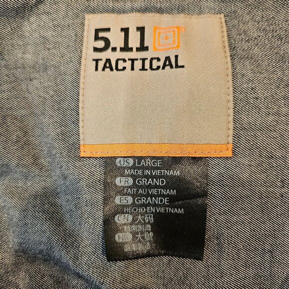 5.11 Tactical Gray Plaid Mens L Long Sleeve Snap close Shirt business casual - Picture 12 of 13